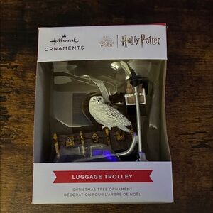 Hallmark Harry Potter Luggage Trolley Ornament - White and Brown